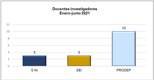 <strong>Gráfica 8.</strong> Docentes Investigadores Vigentes Enero - Julio 2021