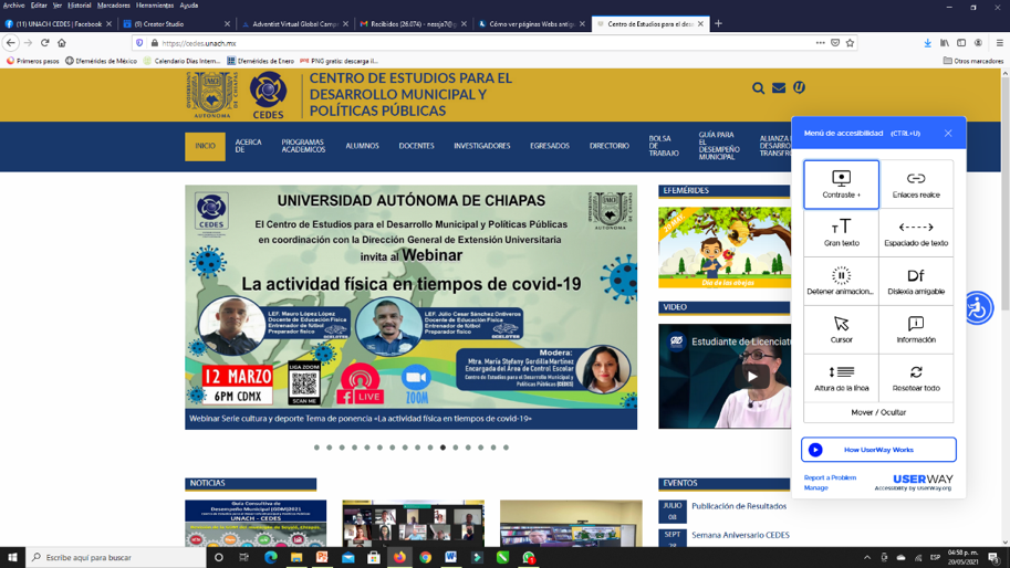 <strong>Figura 20.</strong> Página inclusiva del CEDES