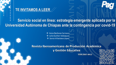 "Servicio social en línea: estrategia emergente aplicada por la Universidad Autónoma de Chiapas ante la contingencia por covid-19".